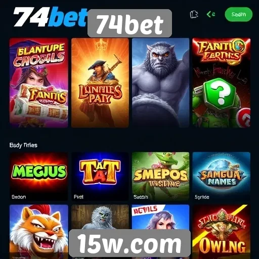 Variedade de jogos disponíveis na 74bet